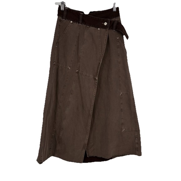 We the Free Womens Daria Maxi Skirt 12 Chocolate Brown Wrap Utility Gorpcore - Picture 1 of 9